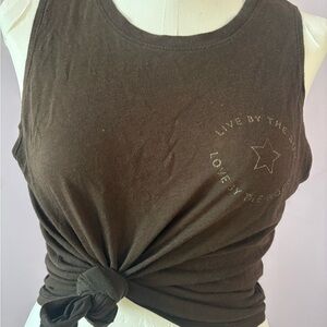 Spiritual Gangster Olive Green Knot Front Muscle Tee